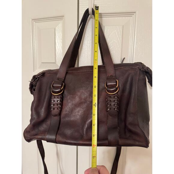 Rare FRYE Chocolate Brown Leather Braided Samantha Satchel Bag - Picture 13 of 15